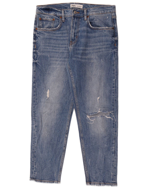 Женские потертые узкие джинсы Zara EU 40 Medium W30 L26 Синие