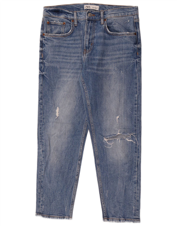 Женские потертые узкие джинсы Zara EU 40 Medium W30 L26 Синие