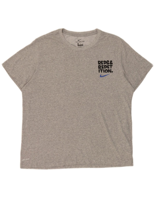 Мужская футболка с графическим рисунком Nike Dri Fit XL, серый хлопок с крапинками