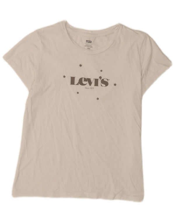 Женская футболка с рисунком Levi's Top UK 12, средний размер, белый хлопок