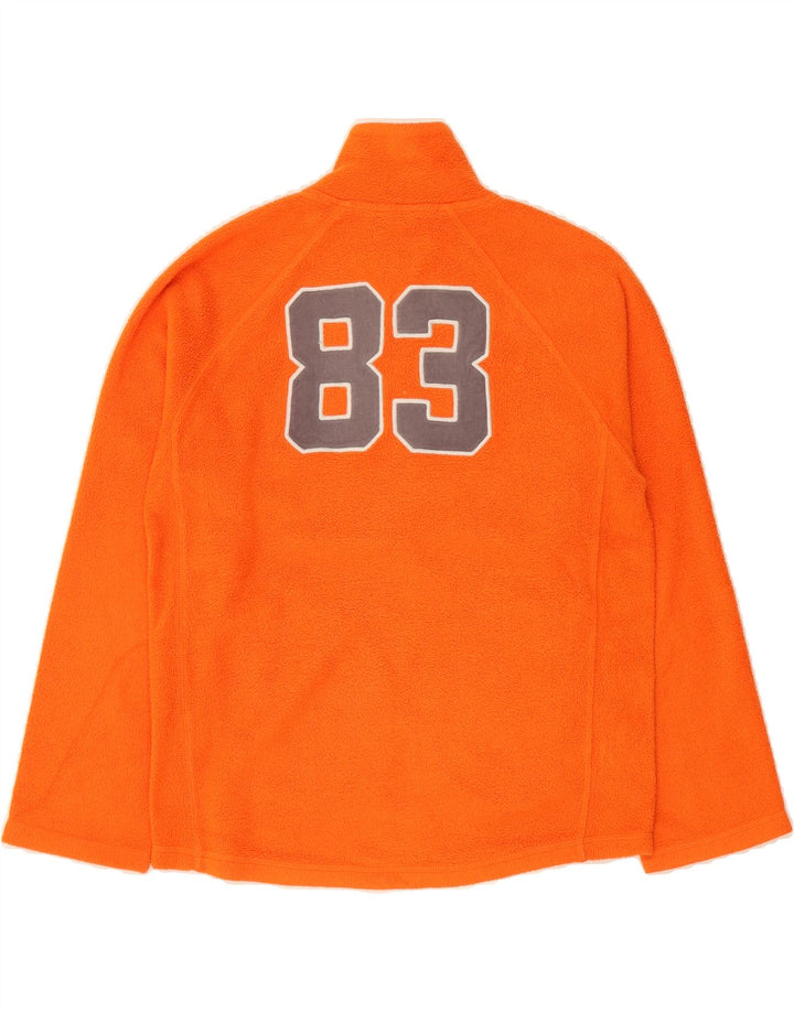 BENETTON Womens Graphic Fleece Jacket UK 14 Medium Orange Polyester Vintage Benetton and Second-Hand Benetton from Messina Hembry 