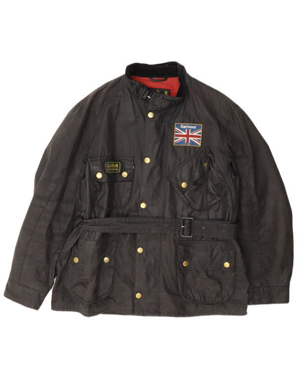 Barbour Mens Waxed Cotton Jacket UK 42 XL Black