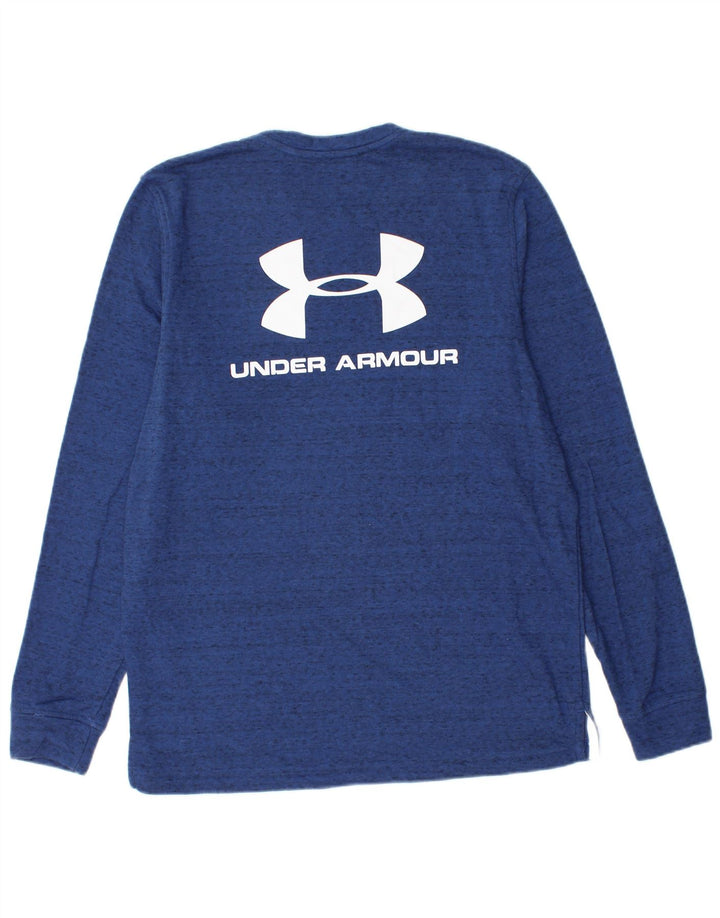 Мужской свитшот с рисунком Under Armour, хлопковый джемпер среднего синего цвета в крапинку