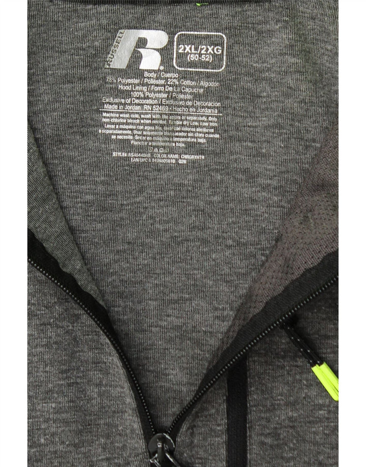 Мужской свитер с капюшоном на молнии Russell Athletic 2XL, серый полиэстер