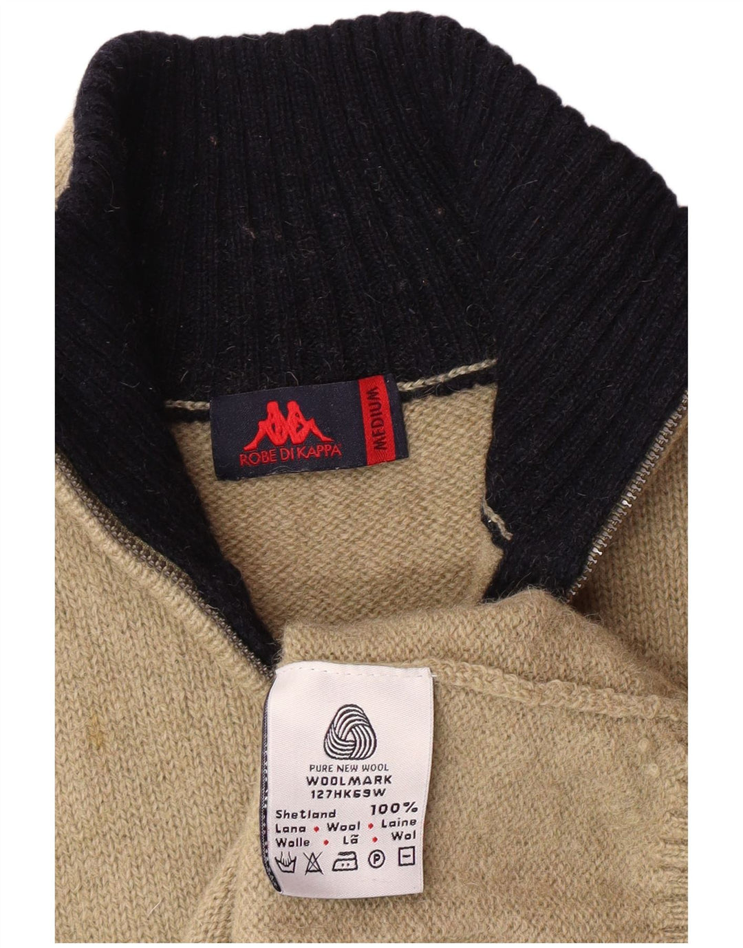 Женский джемпер Kappa с воротником на молнии, классический шерстяной свитер среднего бежевого цвета в полоску