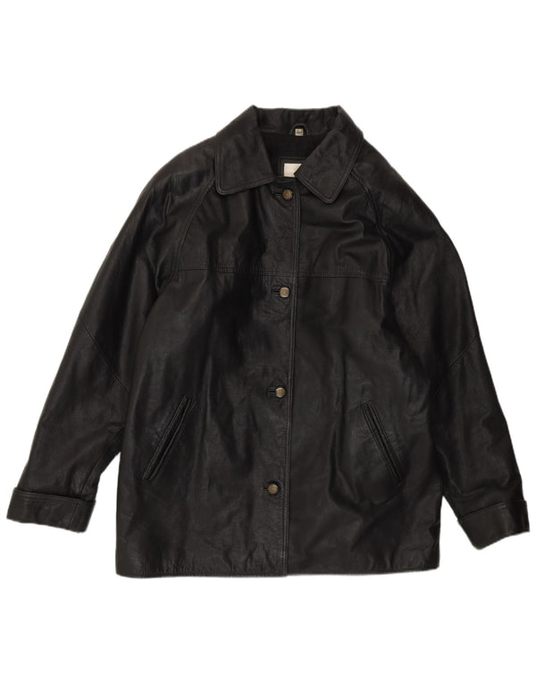 Женская кожаная куртка свободного кроя Modern Classics UK 14, кожа среднего черного цвета