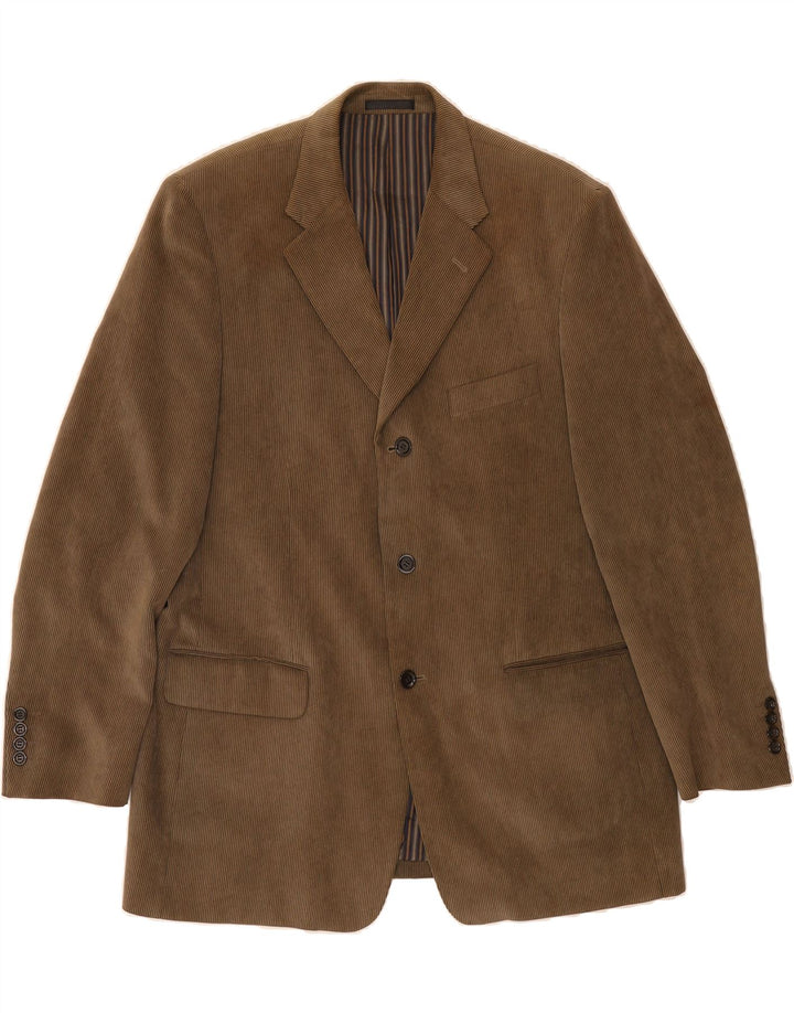 DOUGLAS Mens 3 Button Corduroy Blazer Jacket UK 44 2XL Brown Polyester Vintage Douglas and Second-Hand Douglas from Messina Hembry 