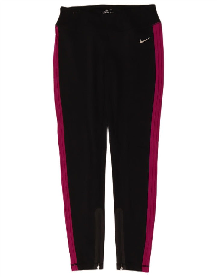 Женские леггинсы Nike Dri Fit UK 8, маленькие черные цветные блоки