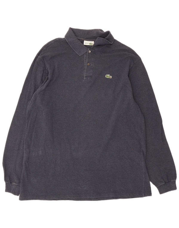 Мужская рубашка-поло Lacoste с длинным рукавом, размер 8, 3XL, темно-синяя, хлопок