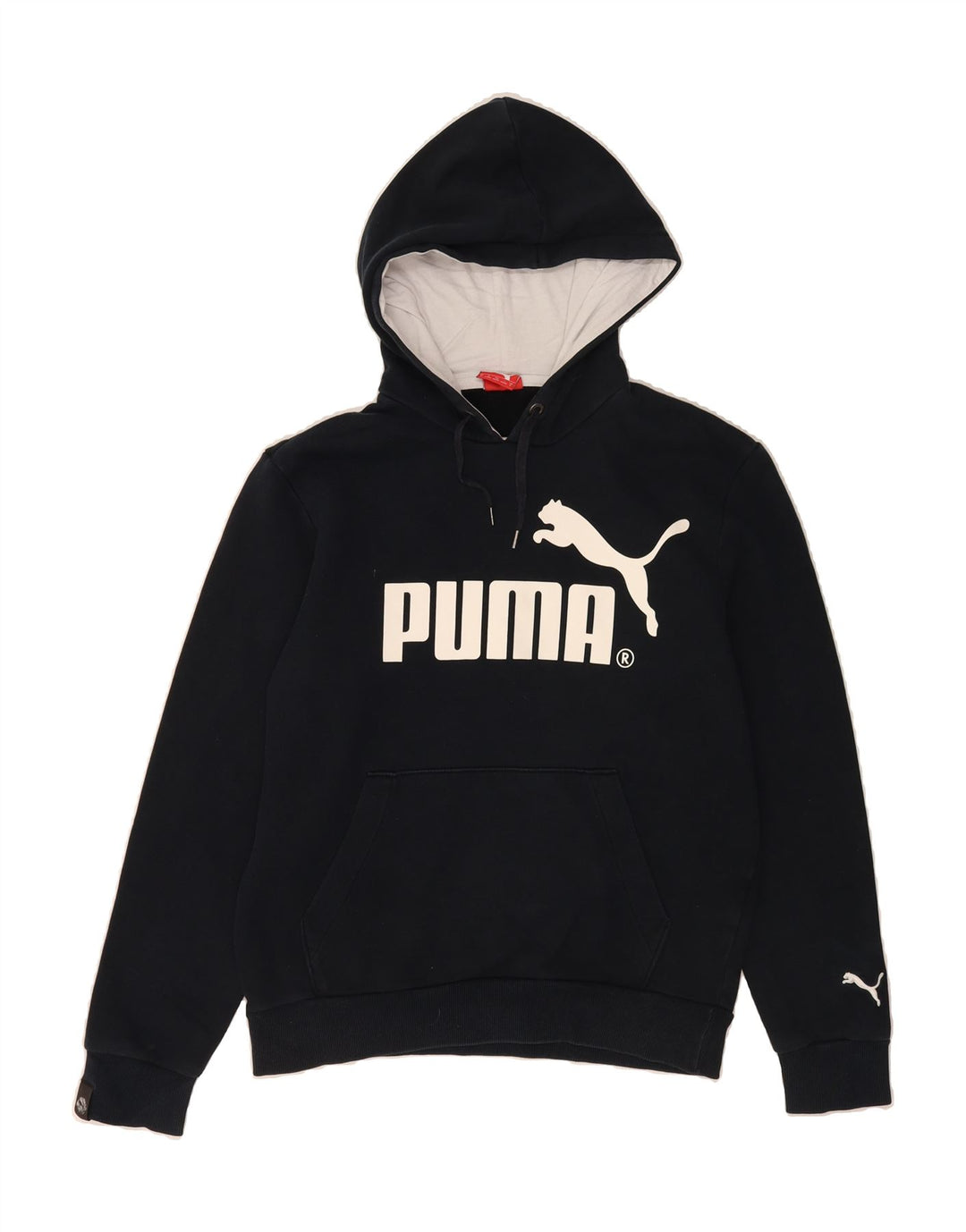 PUMA Mens Graphic Hoodie Jumper Small Navy Blue Vintage Puma and Second-Hand Puma from Messina Hembry 