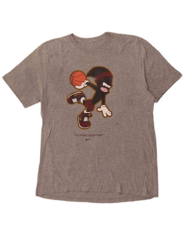 Мужская футболка стандартного кроя NIKE с рисунком, топ XL, серый хлопок