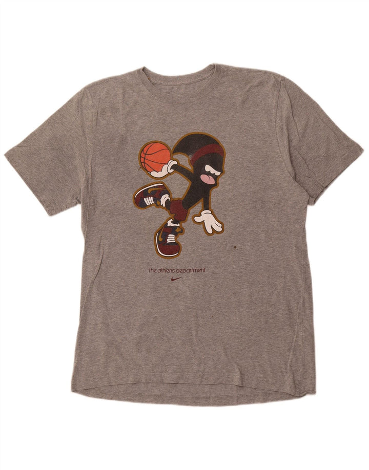 Мужская футболка стандартного кроя NIKE с рисунком, топ XL, серый хлопок