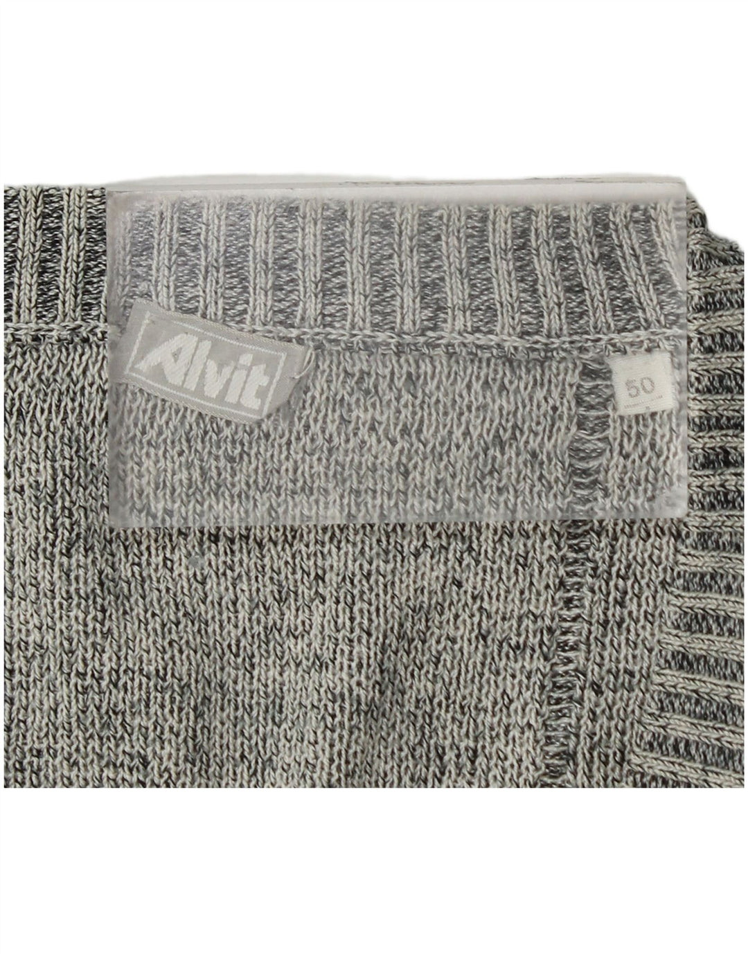 Винтажный мужской джемпер с v-образным вырезом IT 50, средний серый с геометрическим узором