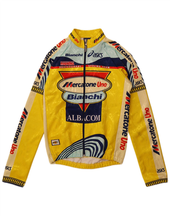 Мужская спортивная куртка с графическим рисунком Asics, большая желтая полиэстер с цветными блоками