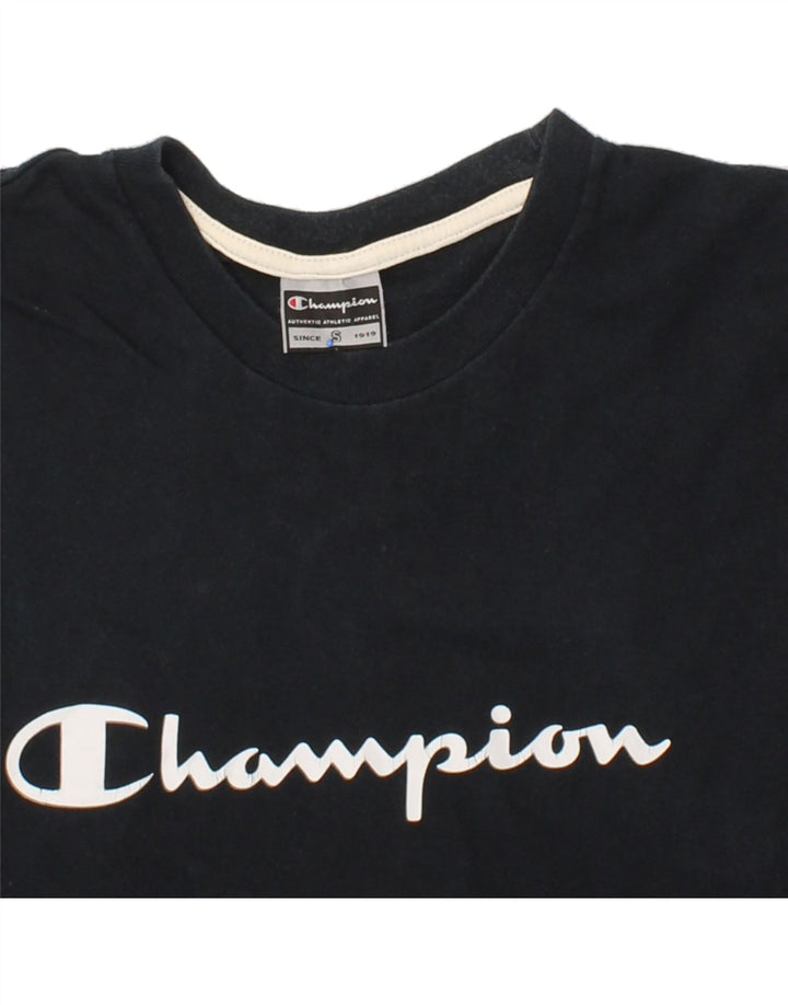 CHAMPION Mens Graphic T-Shirt Top Small Navy Blue Cotton Vintage Champion and Second-Hand Champion from Messina Hembry 