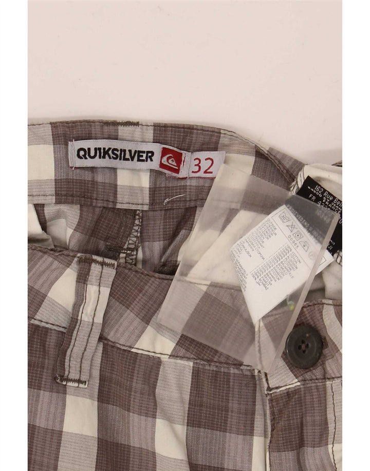 Мужские шорты карго Quiksilver W32, хлопковые, коричневые в клетку среднего размера