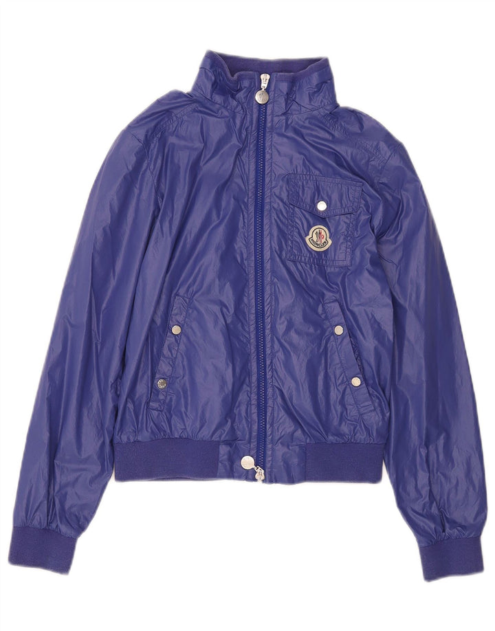 Куртка-бомбер Moncler для девочек 11-12 лет, синий нейлон