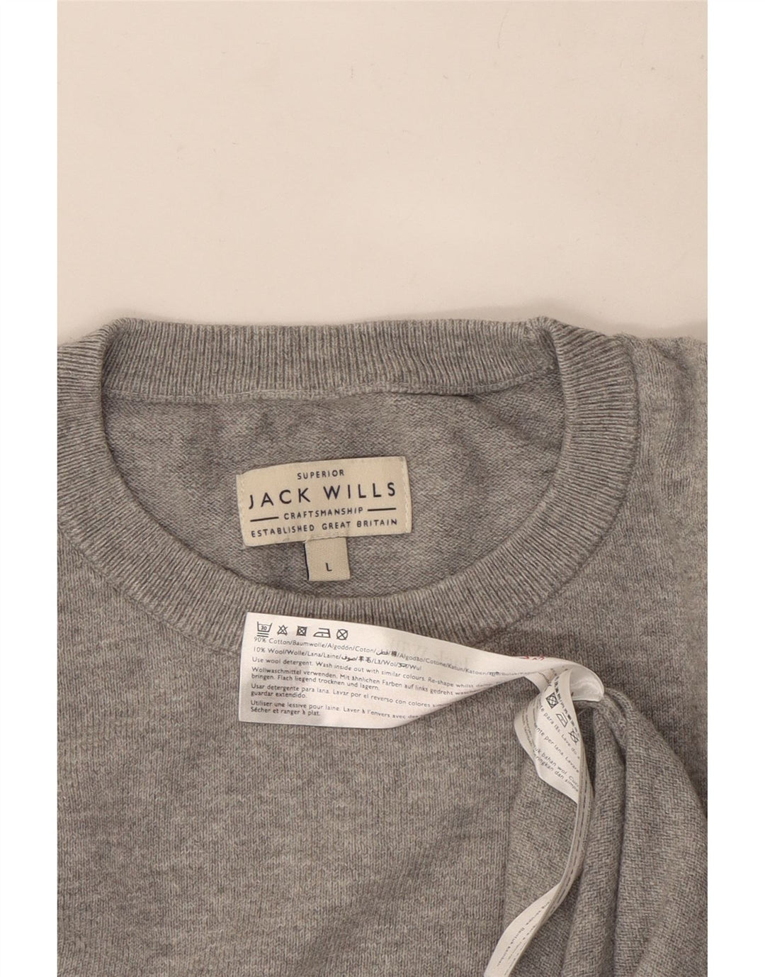 Мужской джемпер с круглым вырезом Jack Wills, большой серый хлопковый свитер