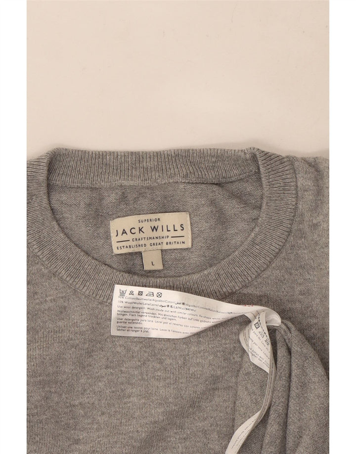 Мужской джемпер с круглым вырезом Jack Wills, большой серый хлопковый свитер