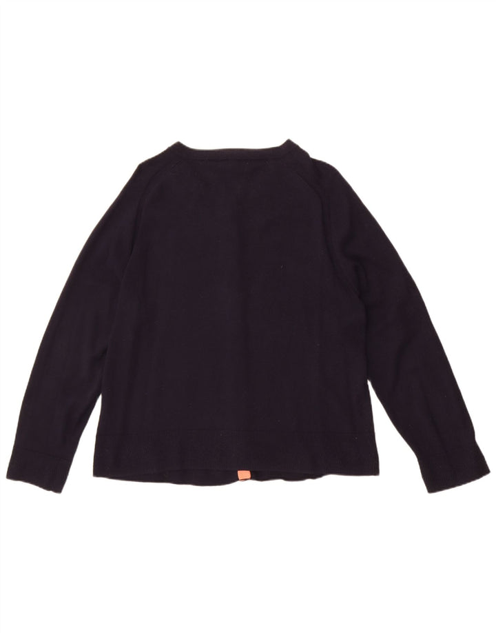 Женский укороченный кардиган White Stuff UK 14, большой темно-синий шерстяной свитер