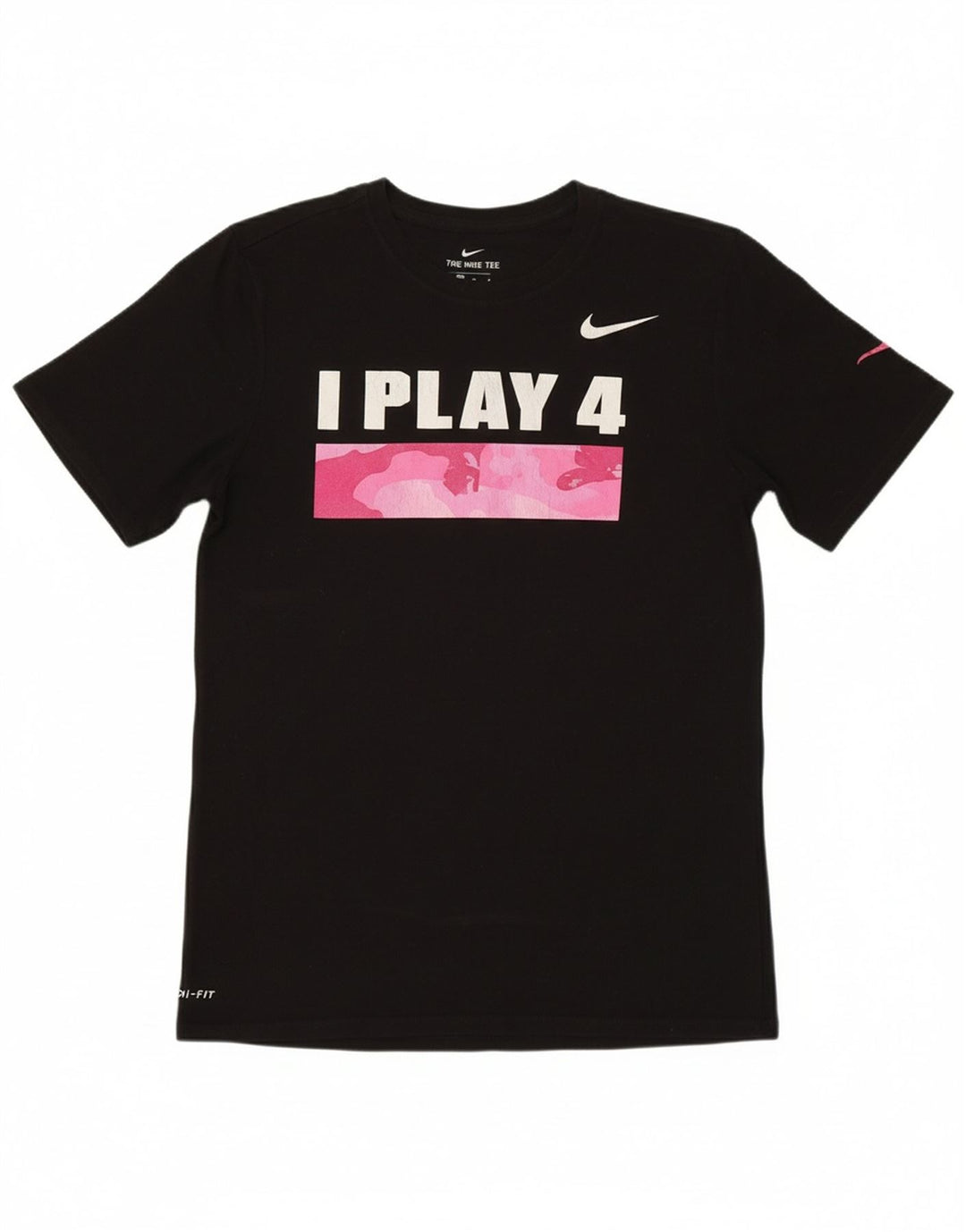 NIKE Mens Dri Fit Graphic T-Shirt Top Medium Black Cotton