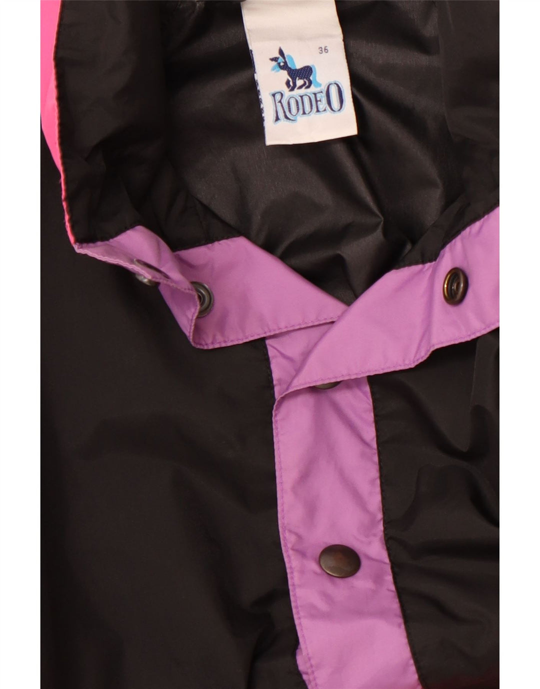 Мужская куртка-анорак RODEO с капюшоном UK 36, маленькая, черная, нейлон с цветными блоками