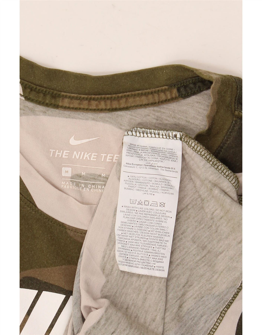 Мужская футболка NIKE с рисунком, хлопковый топ среднего цвета хаки с камуфляжным принтом