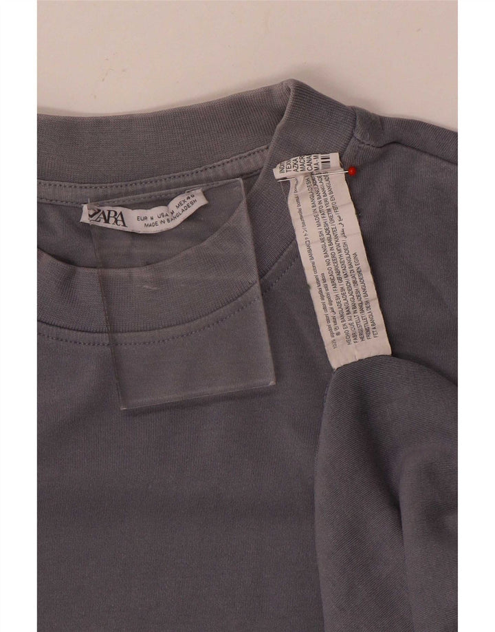 Мужская футболка Zara Top из хлопка среднего синего цвета