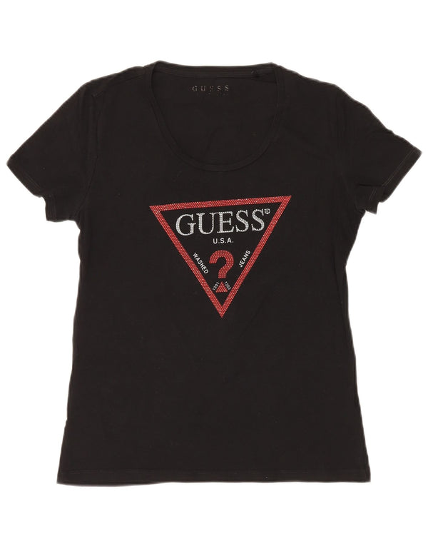 Женская футболка с рисунком GUESS Top UK 8, маленькая, черный хлопок