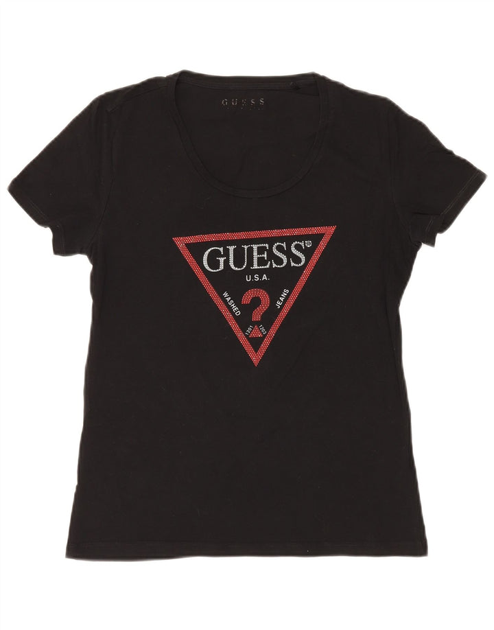 Женская футболка с рисунком GUESS Top UK 8, маленькая, черный хлопок