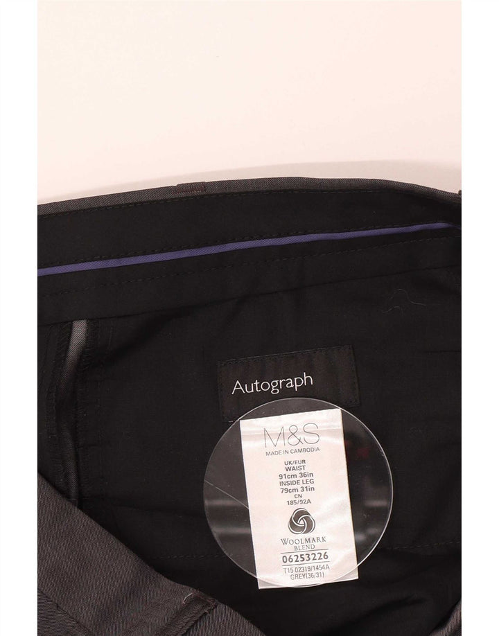 Мужские прямые костюмные брюки Marks & Spencer с автографом W36 L31 серые, шерстяные