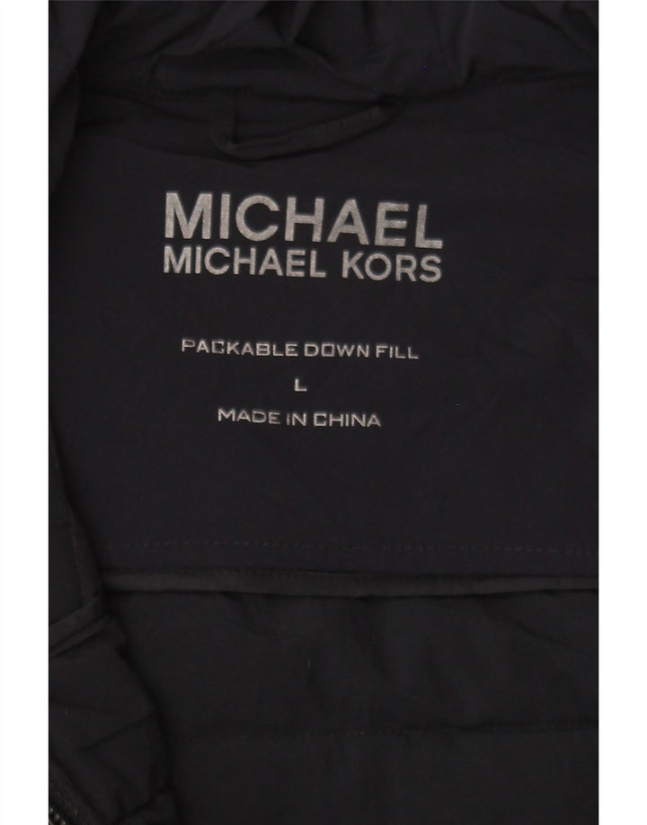 MICHAEL KORS Womens Hooded Padded Jacket UK 16 Large Navy Blue Nylon Vintage Michael Kors and Second-Hand Michael Kors from Messina Hembry 