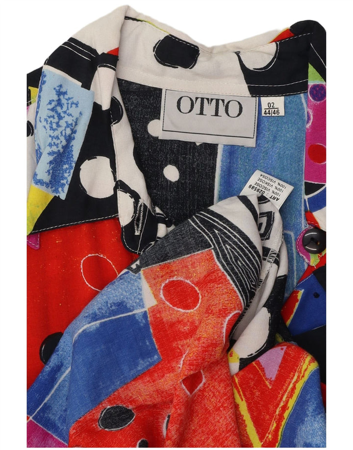 ВИНТАЖНАЯ Женская Блузка-Рубашка EU 44/46 XL Разноцветная Лоскутная Вискоза