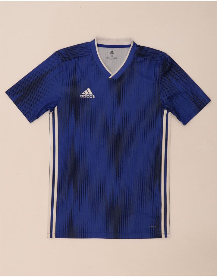 Мужская футболка Adidas Climalite Top XS, синяя, полиэстер с геометрическим рисунком