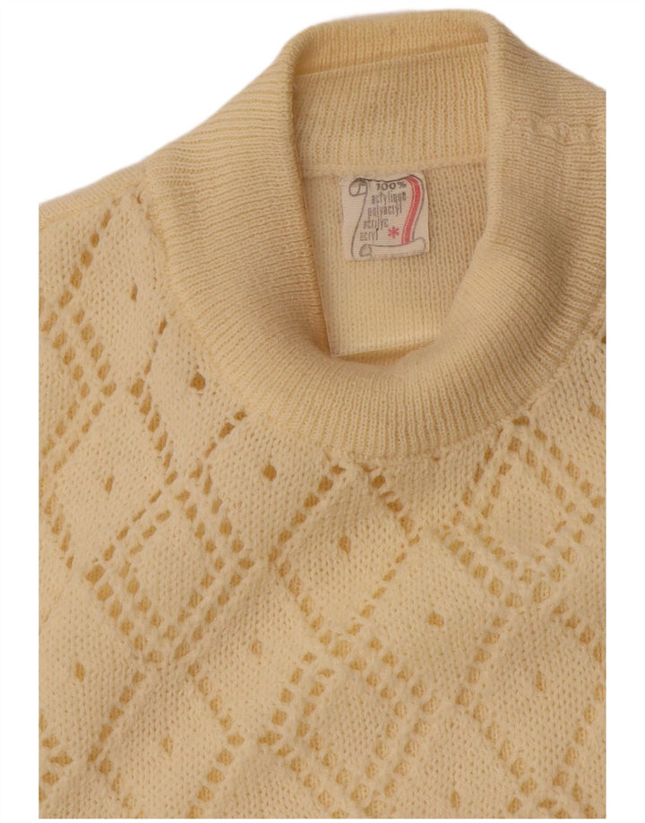 ВИНТАЖНЫЙ женский джемпер с высоким воротником, Великобритания, 10, маленький, белый