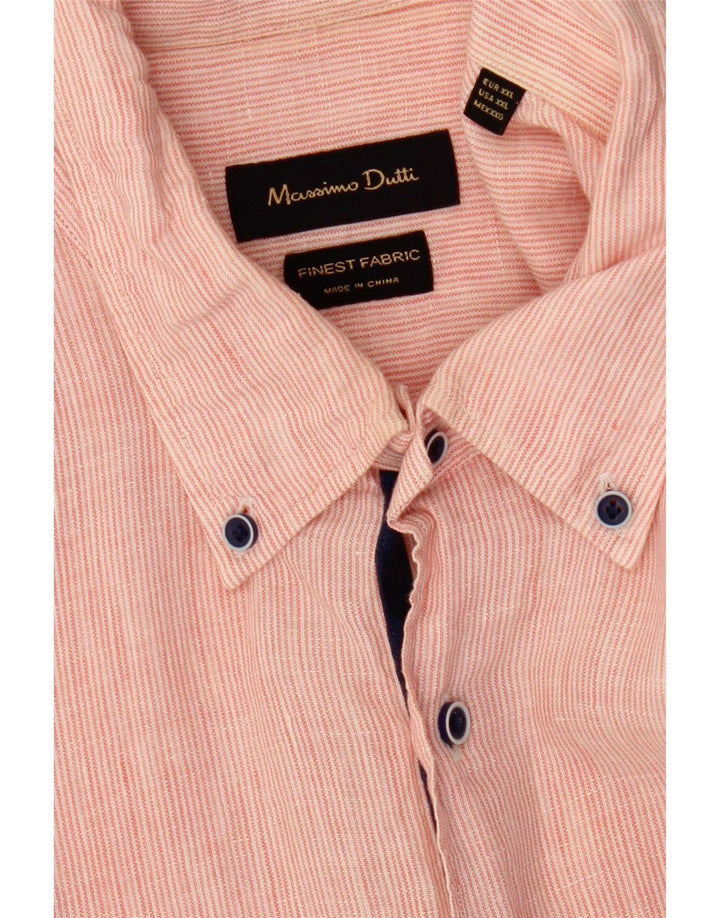 Мужская рубашка Massimo Dutti 2XL розовая в тонкую полоску