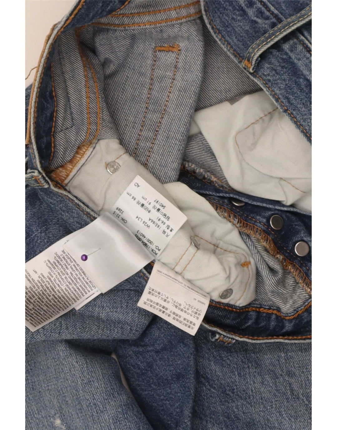 Женские потертые прямые джинсы Levi's 501 CT W26 L30, синий хлопок