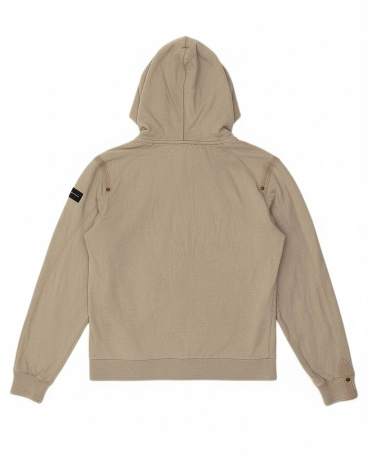 CHAMPION Mens Graphic Hoodie Jumper Medium Beige Cotton