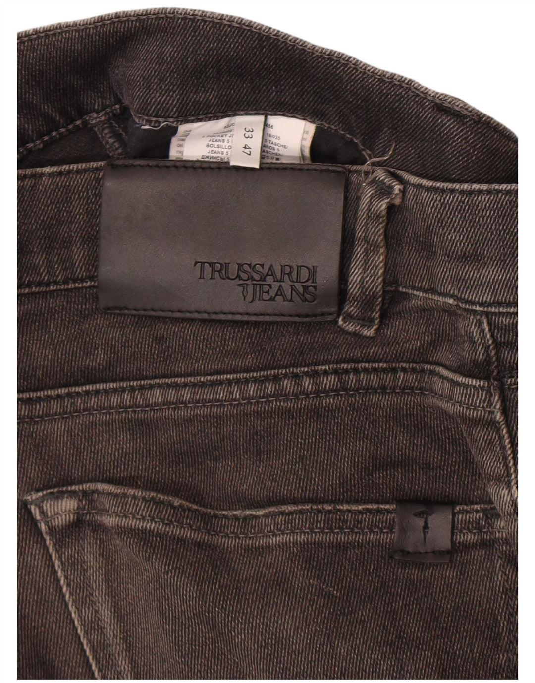 Мужские потертые узкие джинсы Trussardi W33 L34, черный хлопок
