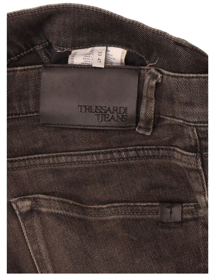 Мужские потертые узкие джинсы Trussardi W33 L34, черный хлопок