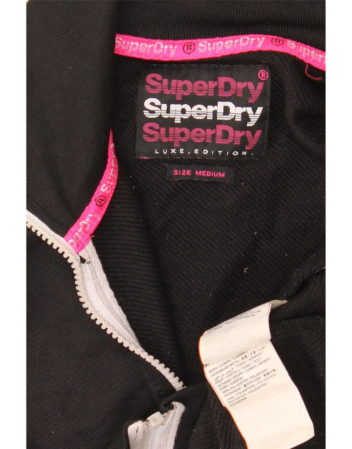SUPERDRY Женский спортивный костюм, верхняя куртка UK 14, средний черный цвет с цветными блоками