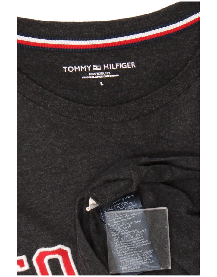 Мужской топ с длинным рукавом Tommy Hilfiger, большой черный хлопок, с рисунком