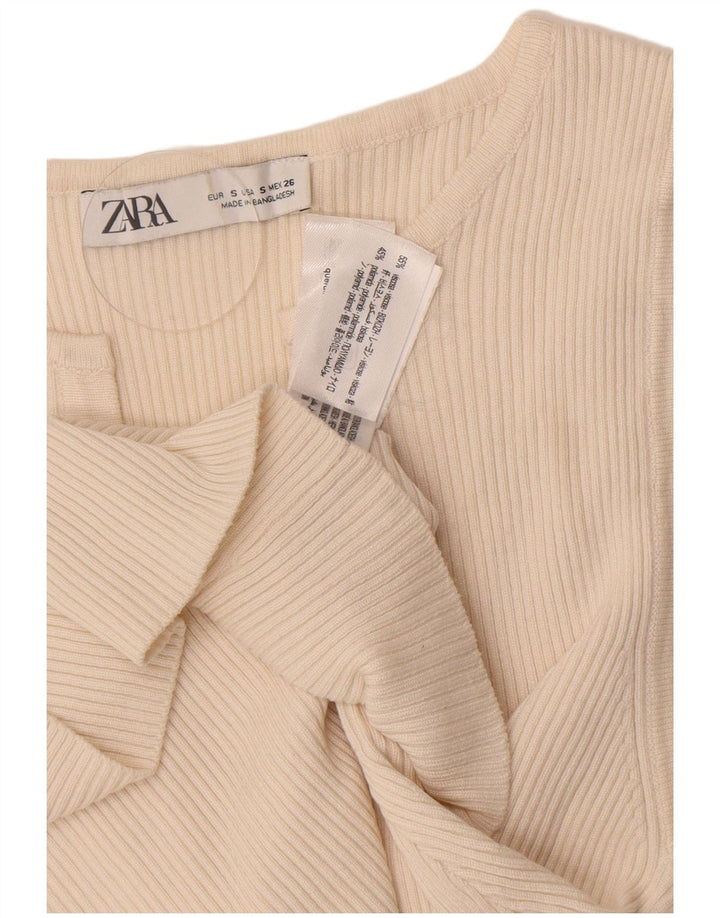 Женский кардиган Zara UK 8, маленький, из вискозы белого цвета