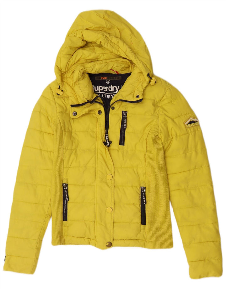 Женская утепленная куртка с капюшоном Superdry UK 10, маленький желтый полиэстер
