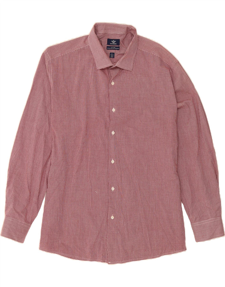 DOCKERS Mens Fitted Shirt Size 17 1/2 XL Red Gingham Cotton Vintage Dockers and Second-Hand Dockers from Messina Hembry 