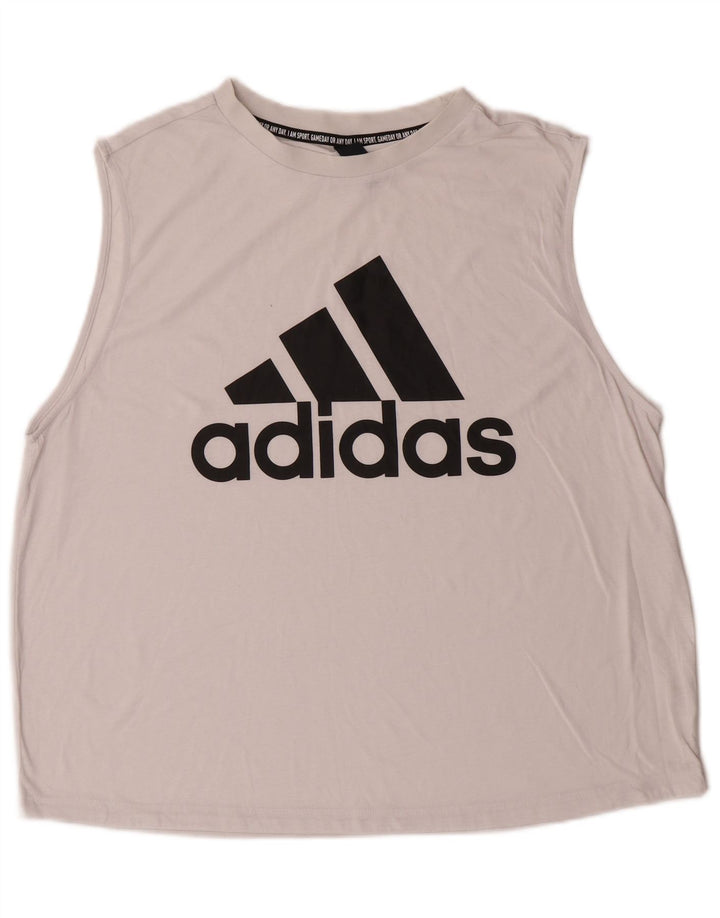 Мужской жилет с рисунком ADIDAS, большой белый спортивный топ