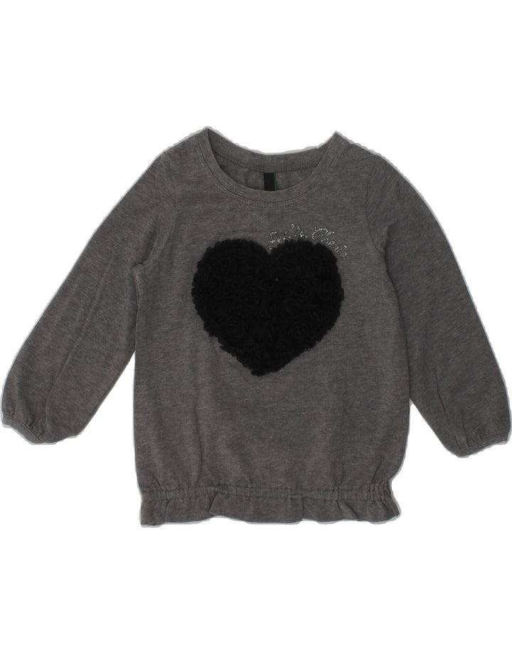 BENETTON Baby Girls Graphic Top Long Sleeve 18-24 Months Grey Geometric | Vintage Benetton | Thrift | Second-Hand Benetton | Used Clothing | Messina Hembry 