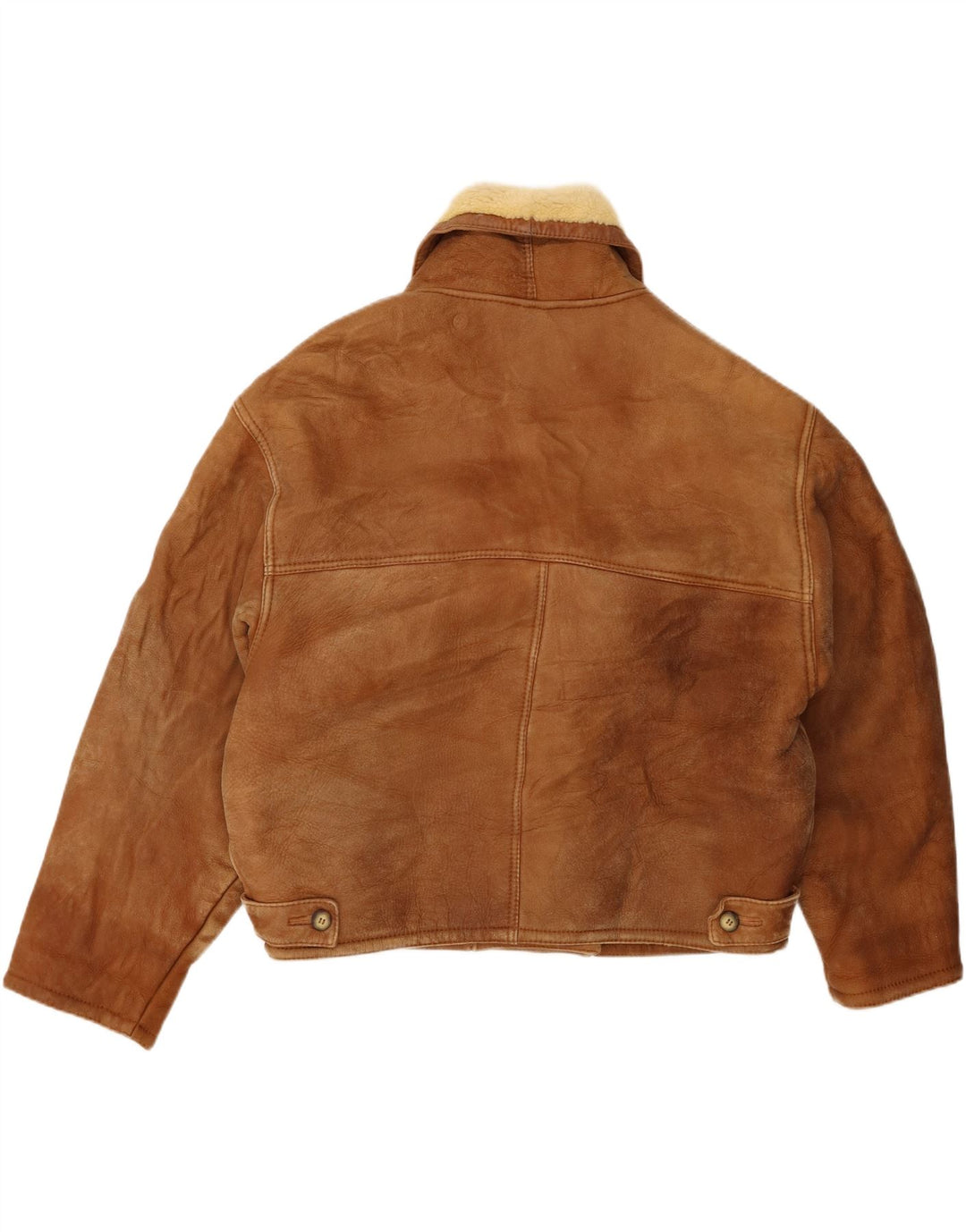 Винтажная мужская двубортная короткая куртка UK 20 2XL Коричневая короткая дубленка