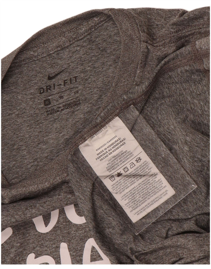 Футболка NIKE с рисунком для девочек, топ 13–14 лет, XL, серый полиэстер с крапинками