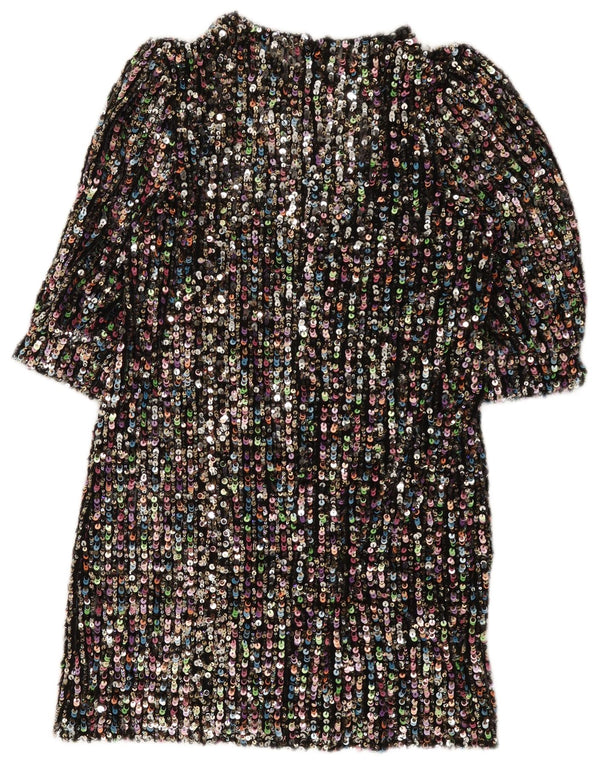 Zara Womens Sequin Shift Dress UK 10 Small Multicoloured Colourful